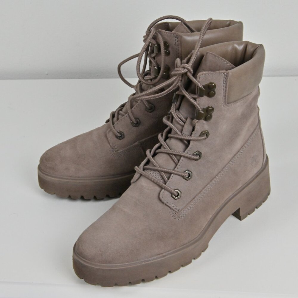 Timberland Carnaby Cool 6" Suede Taupe Platform Combat Boots in US 9 UK 7 A1SKB